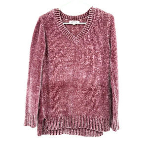 Orvis size Small v neck chenille knit‎ sweater pink purple mauve soft